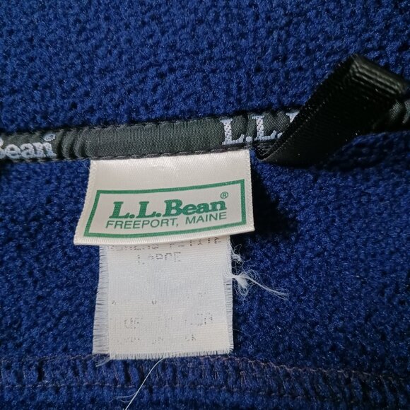 Vintage L.L Bean Womens Petite LARGE Full Zip High Neck Fleece Jacket Blue - Picture 6 of 8
